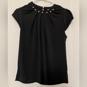 Pearl Beaded Black Blouse